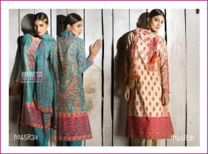 Khaadi Embroidered Cotton Polyester Printed Suits With Shafoon Dupattas 2014-15-04