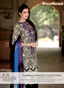 Pashmina Woolen Collection By Gul Ahemd P-31 Fall Winter Collction 2014-15