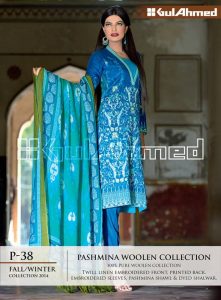 Pashmina Woolen Collection By Gul Ahemd P-38 Fall Winter Collction 2014-15