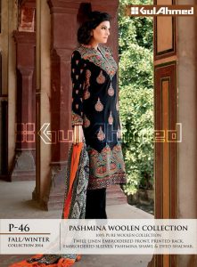 Pashmina Woolen Collection By Gul Ahemd P-46 Fall Winter Collction 2014-15