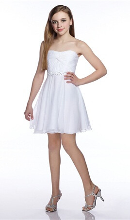 Beading Sash Chiffon Teen Prom Dress for Girls