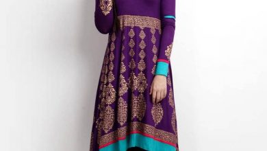women purple gold printed anarkali kurta