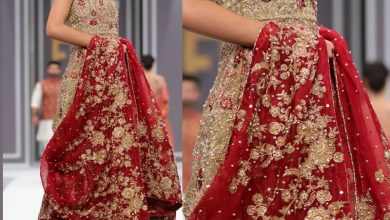 Saira Rizwans red and gold lehenga